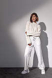 Костюм-двійка з в'язаною кофтою в косички та трикотажними штанами - молочний цвет, S (є розміри), фото 8
