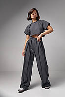 Жіночий трикотажний костюм у стилі grunge - темно-сірий цвет, M (є розміри)