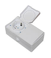 Блок розетка накладная + 1 кл. выключатель IP54 білий Techno Systems