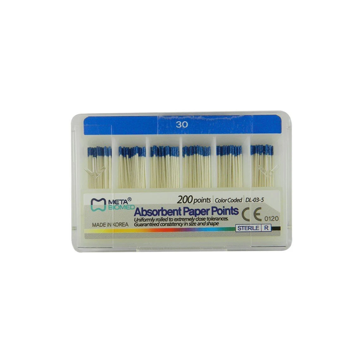 Meta Biomed Absorbent Paper Points, Мета Біомед Паперові штифти 02 №30, 200шт, фото 1