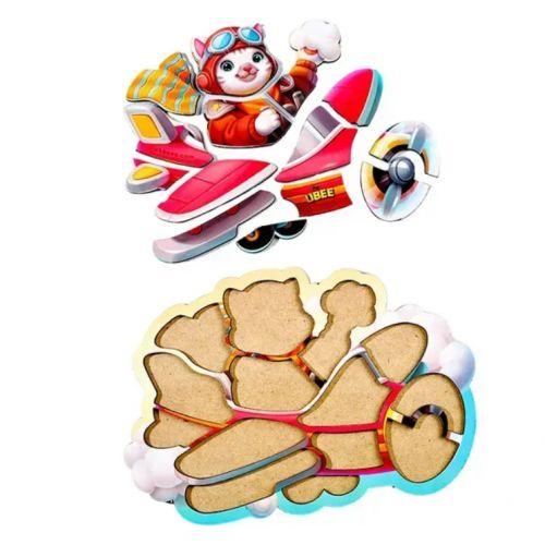 Контурний пазл "Котик пілот" дерево, фото 1