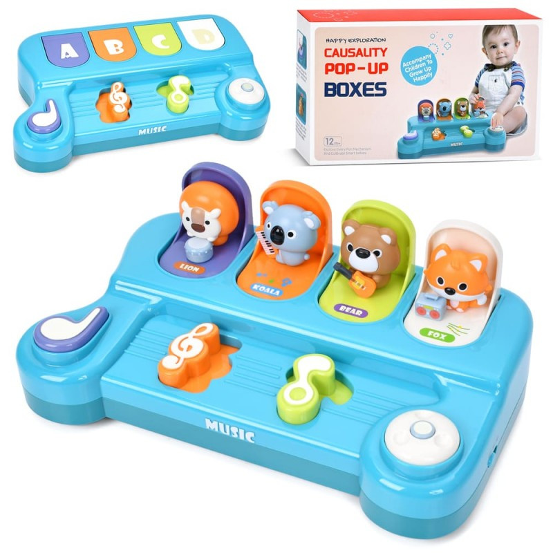 Гра-логіка BY304 Pop up, 30 см, тварини, музика, звуки тварин, рухомі деталі, 2 режими гучності, фото 1