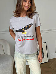 Базова жіноча бавовняна футболка трендові принти Sf1315