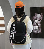 Чорний шкільний рюкзак для дівчат 45 см з USB портом для дітей і підлітків у школу 5-11 клас і студентів водонепроникний, фото 10