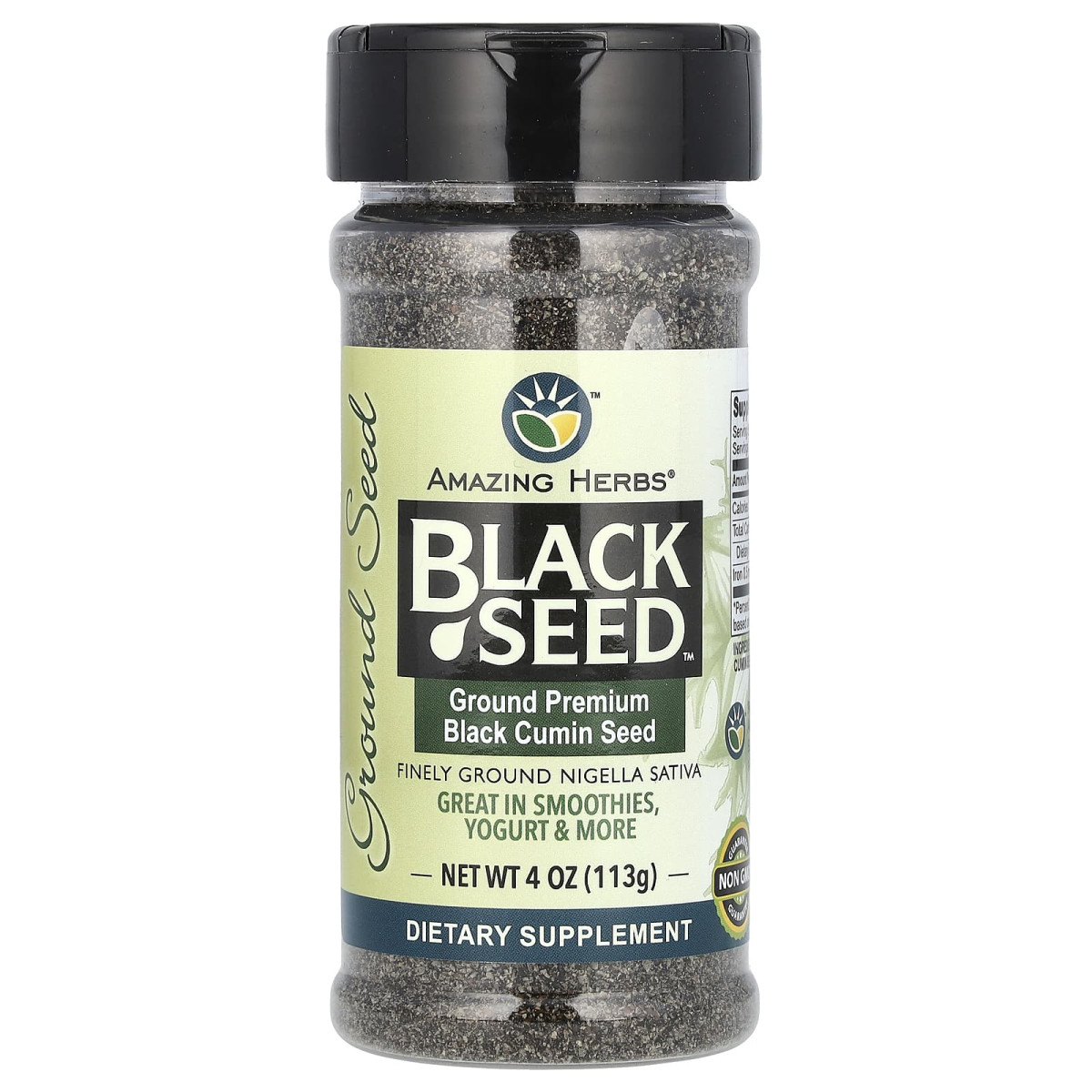 Amazing Herbs, Black Seed, мелене насіння чорного кмину преміальної якості, 113 г (4 унції)