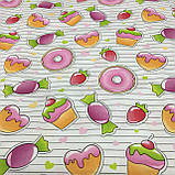 Тканина із солодощами, тістечка, фото 2