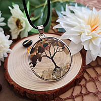 Кулон оберег на шнурке "дерево жизни" натуральный камень тигровый глаз