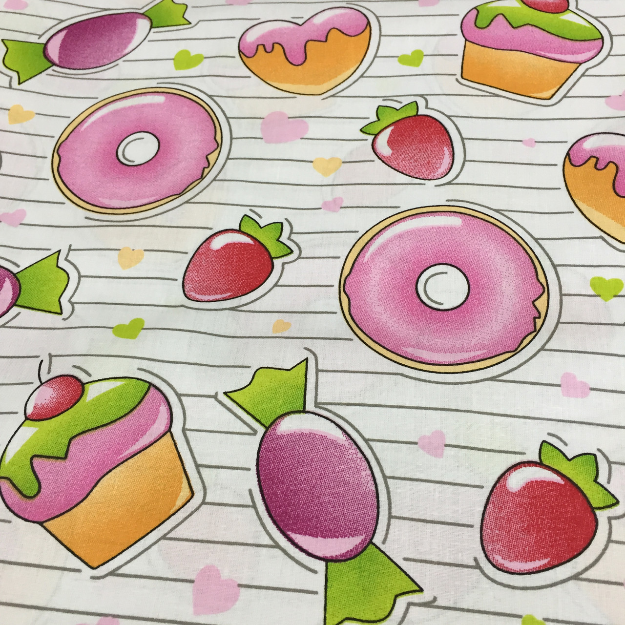 Тканина із солодощами, тістечка, фото 1
