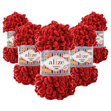 Упаковка Alize Puffy Fine NEW, Червоний No56, 5 шт.