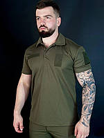 Армійське тактичне поло олива, літня футболка поло нгу, тактична футболка поло вологовідвідвідна er455