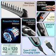 Тример VGR V-075 з регулятором висоти, 4 насадки, LED display, фото 4