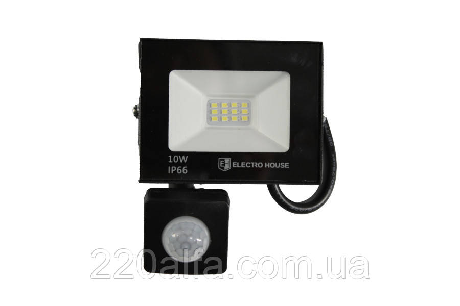 LED прожектор з датчиком руху 10Вт 1000 Лм 6500К холодний білий SMD2835, фото 1