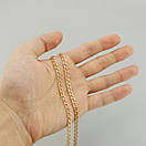 Позолочена срібна цепочка бісмарк. Ланцюжок позолота 585, срібло 925. Ширина 4,5 мм 65 см, фото 3