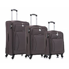 Чемодан Bonro Tourist 4 колеса набір 3 штуки коричневий