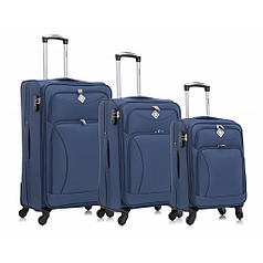 Чемодан Bonro Tourist 4 колеса набір 3 штуки синій