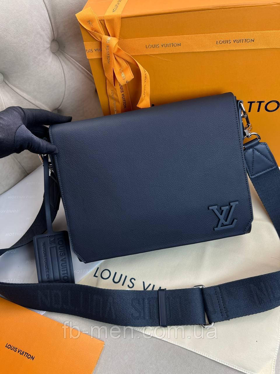 Сумка чоловіча Louis Vuitton Takeoff Blue синя якість преміум