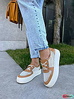 Кеди шкіра вставка сіточка руді комбі