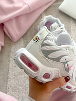 Жіночі кросівки Nike Air Max Tn White Pink Grey Найк Аїр Макс ТН Плюс білі з рожевим сітка, фото 4