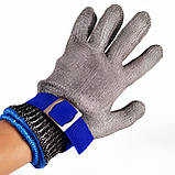 Кільчужна рукавичка RESTEQ S з нержавіючої сталі, рукавички від порізів, захисні порізостійкі, фото 5