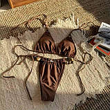 Жіночий коричневий купальник шоколад, жіночий роздільний шоколадний купальник, фото 4