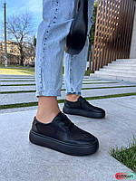 Кеди шкіра вставка сіточка чорні комбі