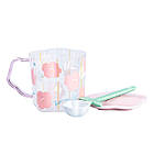 Чашка скляна 500 мл з кришкою та ложкою Рожева для чаю та кави, фото 4