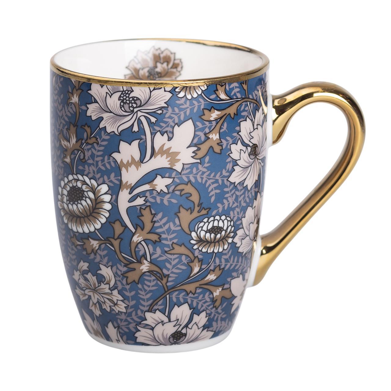 Порцелянова чашка 400 мл із золотим обідком і золотою ручкою RX-N240665BLW, фото 1