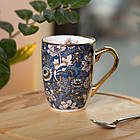 Порцелянова чашка 400 мл із золотим обідком і золотою ручкою RX-N240665BLW, фото 4