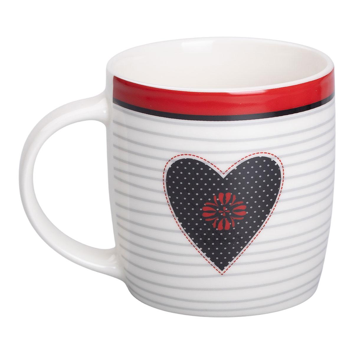 Кружка керамічна 400 мл для чаю та кави з принтом «Серце і квітка», фото 1