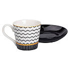 Керамічна чашка 200 мл із блюдцем для чаю та кави Чорна, фото 2