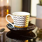 Керамічна чашка 200 мл із блюдцем для чаю та кави Чорна, фото 3