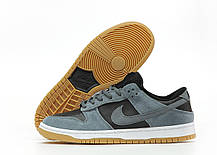 Чоловічі кросівки Nike SB Dunk Low Dark Grey Black Кеди Найк Данк Лоу чорно сірі шкіра замша демісезон, фото 6