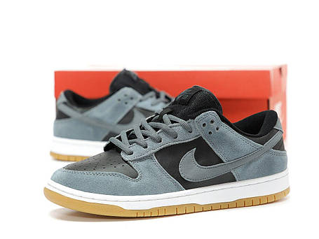 Чоловічі кросівки Nike SB Dunk Low Dark Grey Black Кеди Найк Данк Лоу чорно сірі шкіра замша демісезон, фото 1