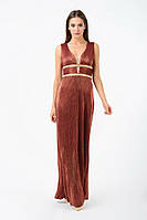 Платье женское вечернее в пол из жатого трикотажа бордовое Modna KAZKA MKRM1910