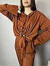 Худі жіноче зі зав'язками спереду бавовняне теракотове Happy Modna KAZKA MKSH2443-2, фото 3