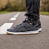 Чоловічі кросівки Nike SB Dunk Low Dark Grey Black Кеди Найк Данк Лоу чорно сірі шкіра замша демісезон, фото 10