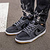 Чоловічі кросівки Nike SB Dunk Low Dark Grey Black Кеди Найк Данк Лоу чорно сірі шкіра замша демісезон, фото 11