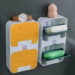 Настінна мильниця з відкидною кришкою і зливом Flip Lid Drain Soap Box