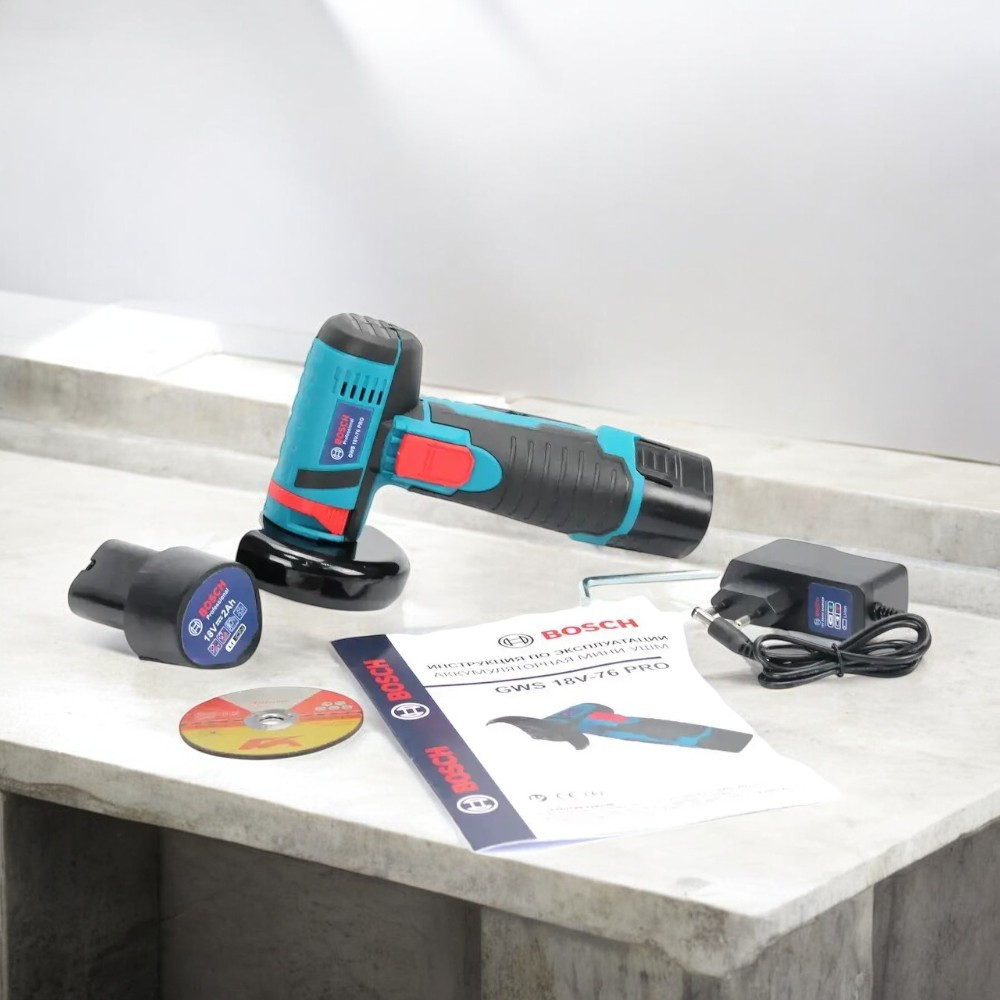 Акумуляторна болгарка Bosch GWS 18V-76 PRO Кутова шліфмашина Бош Кутова шліфмашина з двома АКБ 18V 2AH