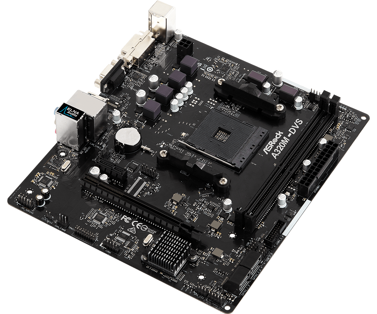Материнська плата sAM4 AMD A320 2*DDR4 ASRock A320M-DVS R3.01 mATX бу