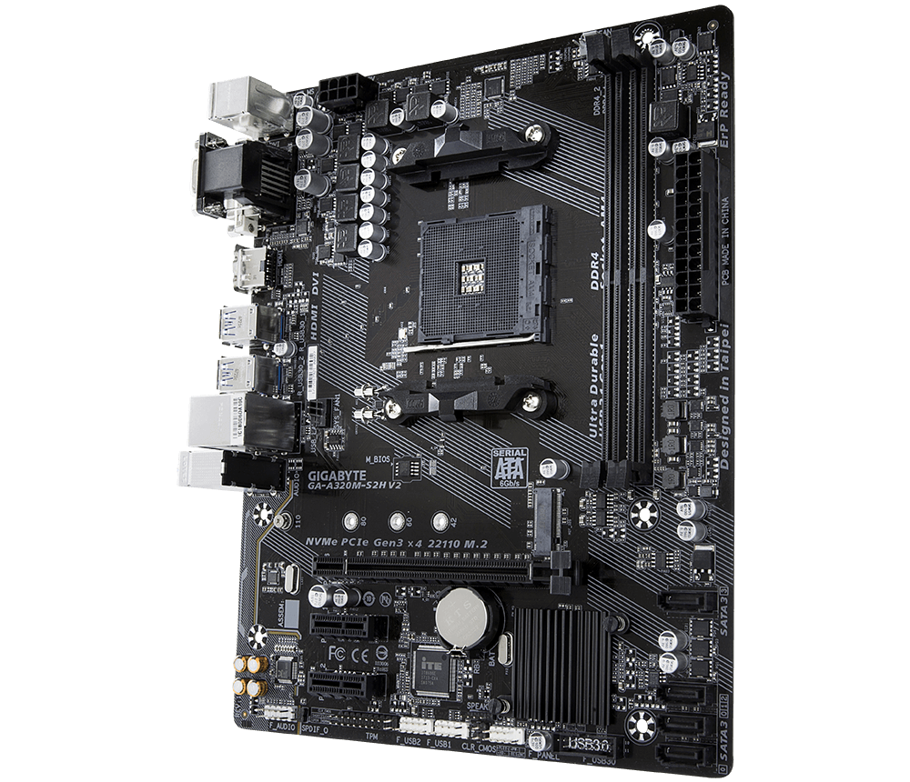 Материнська плата sAM4 AMD A320 2*DDR4 Gigabyte GA-A320M-S2H V2 mATX Б/в