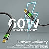 Кабель Promate TransLine-CC200 USB-C to USB-C 60W Power Delivery 2 м Black, фото 3