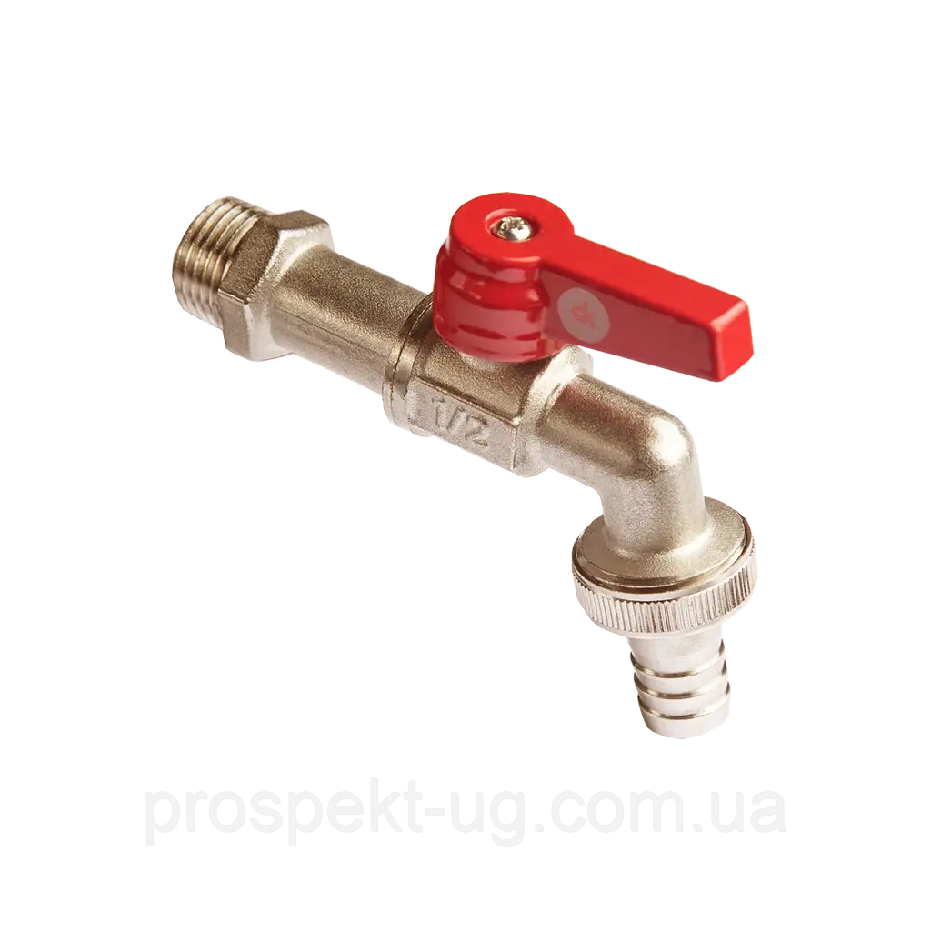 Кран Ду15 (1/2") кульовий водорозбірний латунний нікель DK Grand