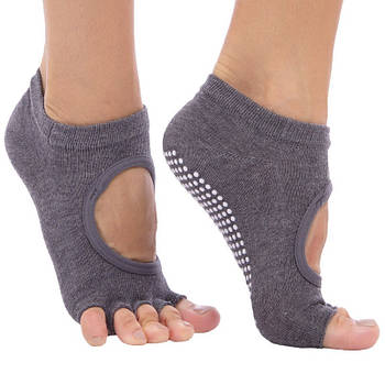 Шкарпетки для йоги з відкритими пальцями GI-6872 розмір 36-41 Темно-сірий