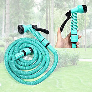 Cадовий шланг для поливу EXPANDABLE GARDEN HOSE 15м (50FT) з розпилювачем на 7 режимів поливу, зелений, фото 1