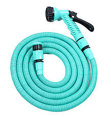 Cадовий шланг для поливу EXPANDABLE GARDEN HOSE 15м (50FT) з розпилювачем на 7 режимів поливу, зелений, фото 5