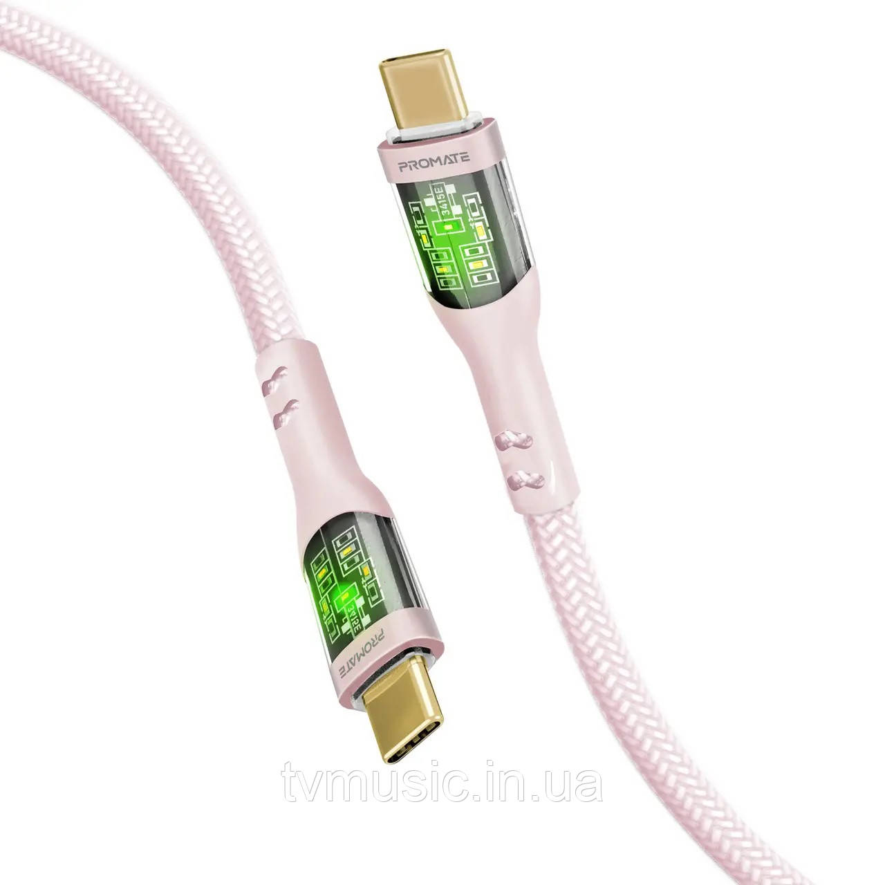 Кабель Promate TransLine-CC200 USB-C to USB-C 60W Power Delivery 2 м Pink