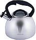 Чайник Kamille Whistling Kettle 2.7л з нержавіючої сталі зі свистком і скляною кришкою (чорна ручка), фото 3