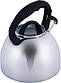 Чайник Kamille Whistling Kettle 2.7л з нержавіючої сталі зі свистком і скляною кришкою (чорна ручка), фото 4