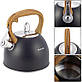 Чайник Kamille Whistling Kettle Black 2.5л з нержавіючої сталі зі свистком (чорний), фото 5